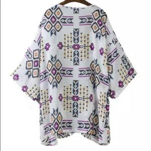 Aztec print kimono tribal juniors small